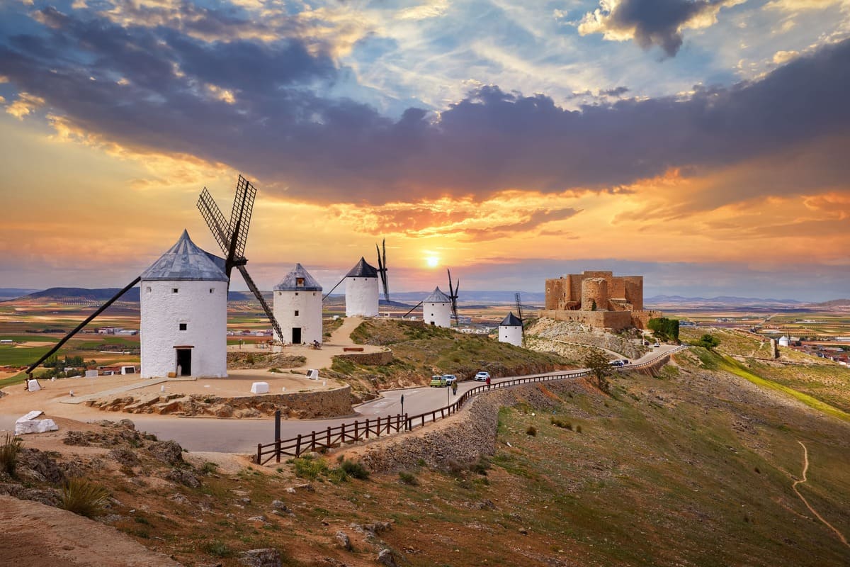 Famous Windmills Of Castilla La Mancha In Spain, Iberian Peninsula, Southern Europe.jpg